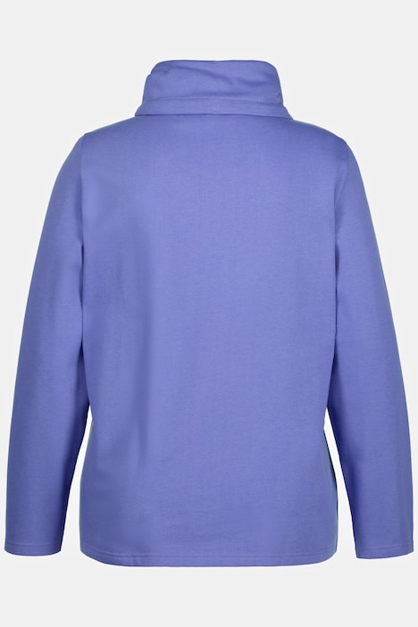 Sweatjacke, drapierter Stehkragen, Kunstleder-Details