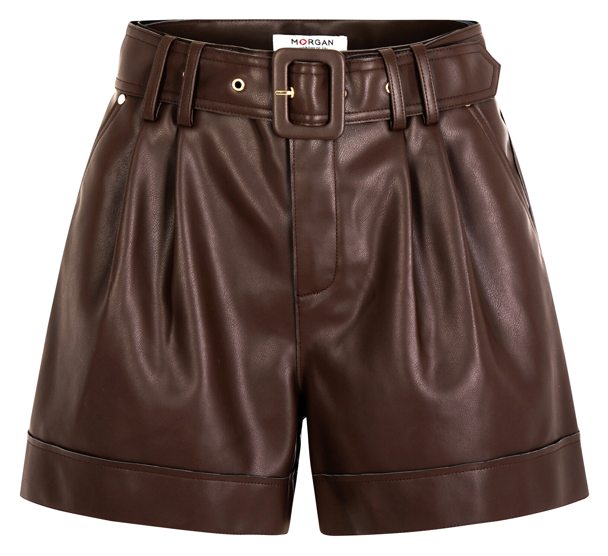 SHOANE - Short ajusté effet cuir | Marron