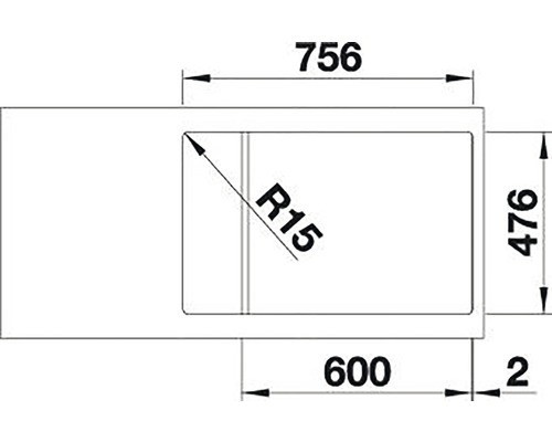 Blanco LANTOS II 6 S-IF spoelbak, 780 x 500 mm, roestvrij staal, 523140