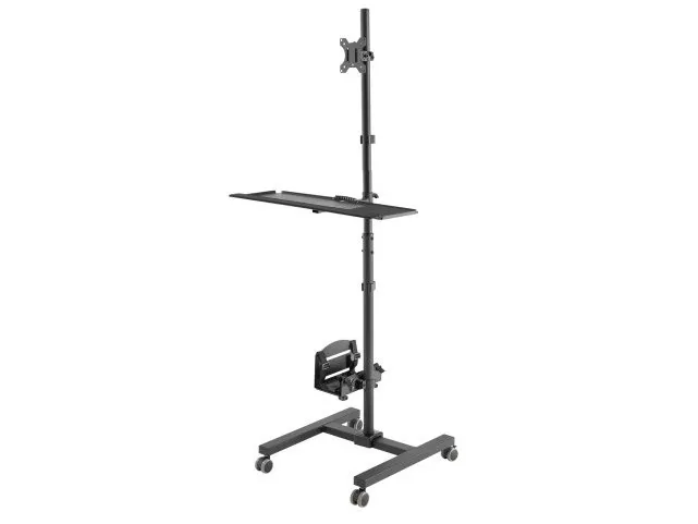 Maclean MC-793 - Vogn med hjul - for LCD-skærm / tastatur / CPU - plastik, stål - sort - skærmstørrelse: 17