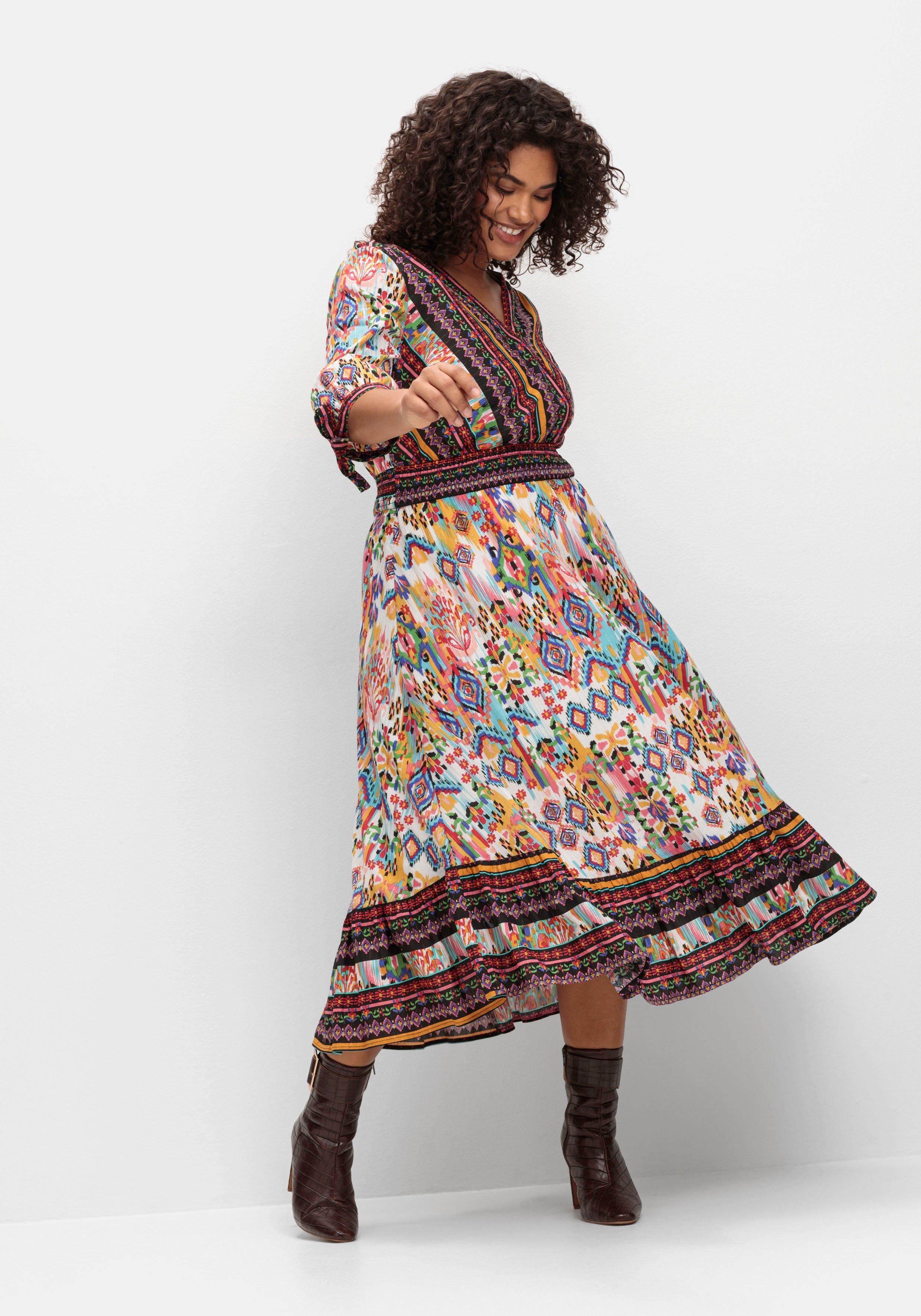 Maxikleid im Boho-Stil, mit Bordürendruck