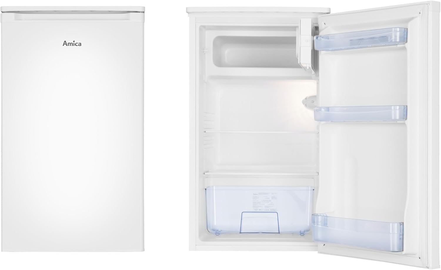 Amica KS 361 155 W Kühlschrank mit Gefrierfach / 85 cm Höhe, weiß, Energieeffizienzklasse E