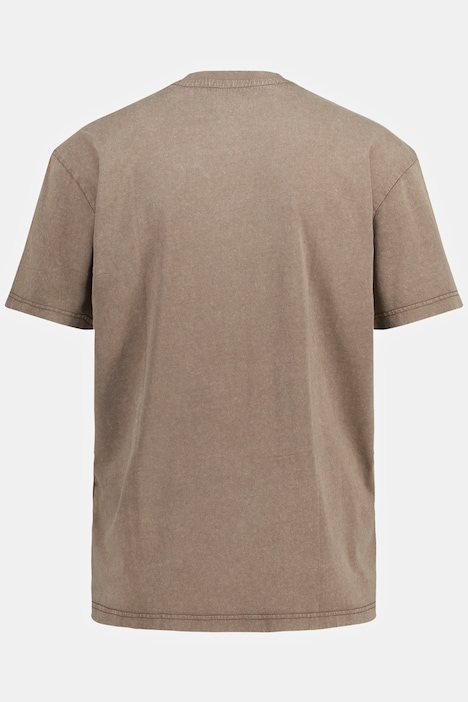 STHUGE T-Shirt, Halbarm, oversized, acid washed, Brustprint, bis 8 XL