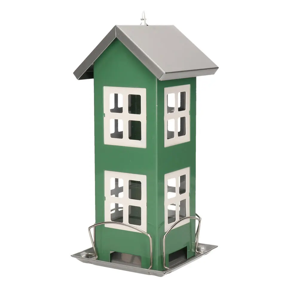 Pro Garden Vogelvoederhuisje - hangend - groen - silo - 27 cm
