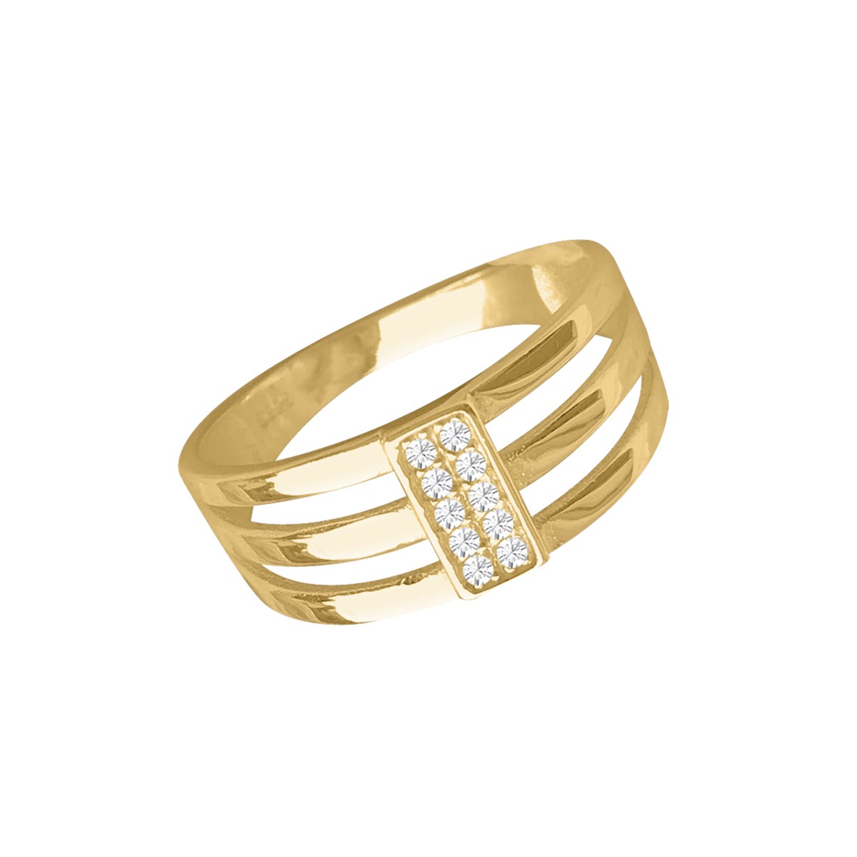 Bague plaqué or et oxyde de zirconium