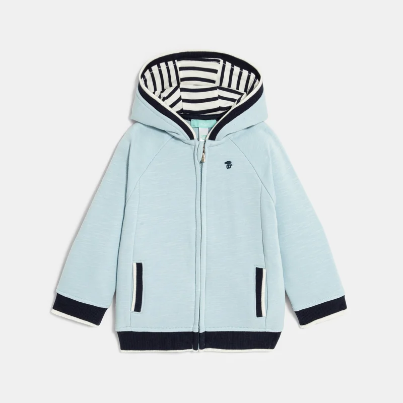 Sweat zippé molleton loutre bleu bébé garçon Bleu