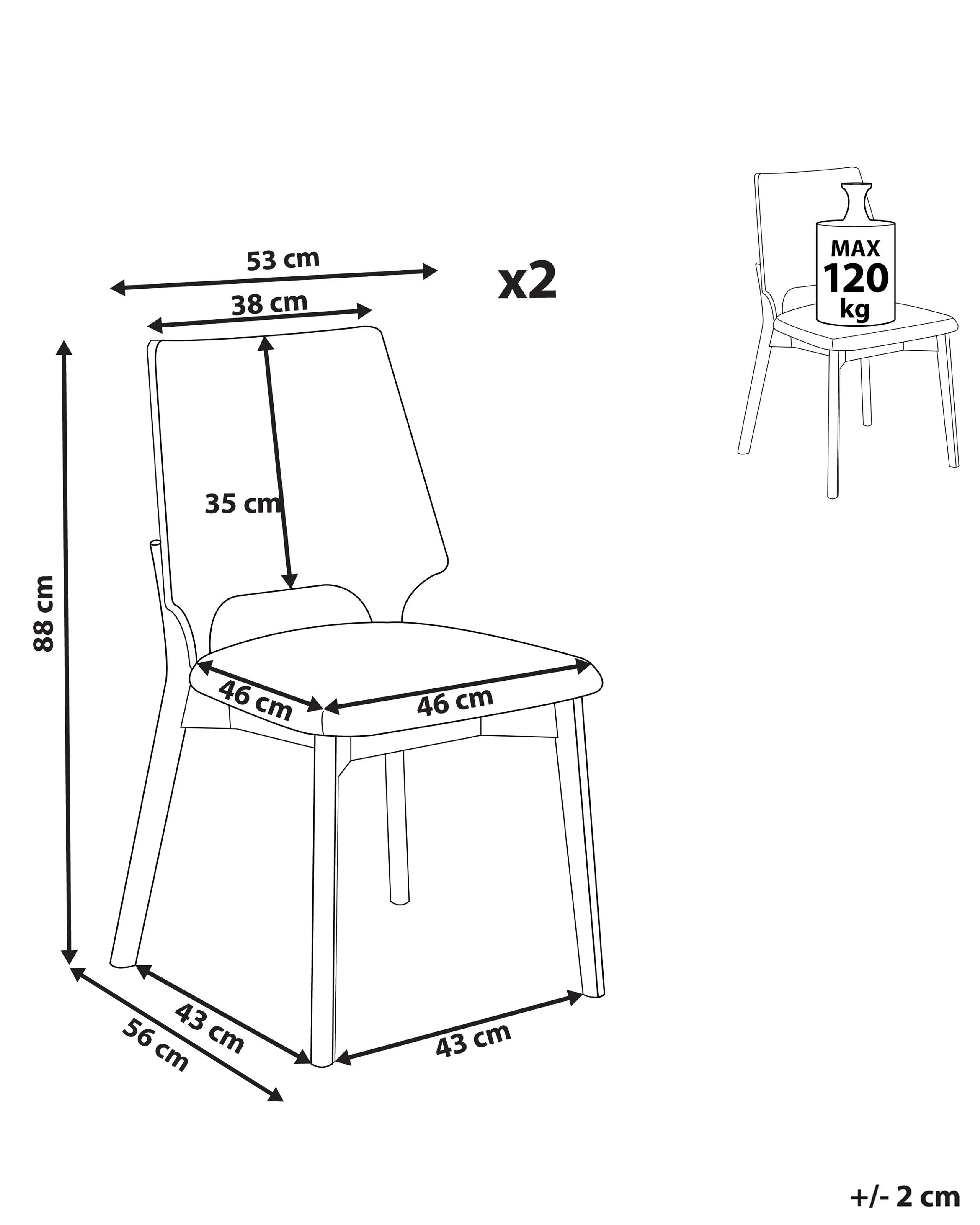 Set van 2 eetkamerstoelen ABEE Lichtbruin
