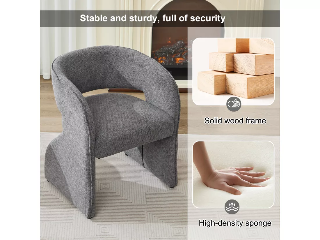 Haobosic - Chaise Modernes en Tissu Gris, Fauteuil Rembourré, Confortable et Robuste, Capacité de 150 kg, 59x61x75 cm