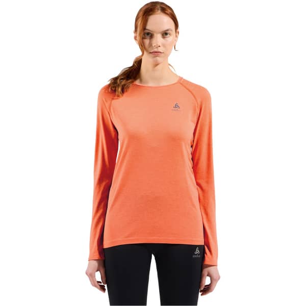 T-shirt running ODLO TS CREW NECK L/S ESSENTIAL SEAMLESS W LIVING CORAL MELANGE