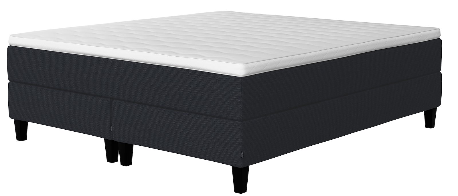 Glow jubileum kontinentalseng Tekstil 394 Antrasitt, medium/medium, Sleep I overmadrass og kantet konet 14 cm sorte ben
