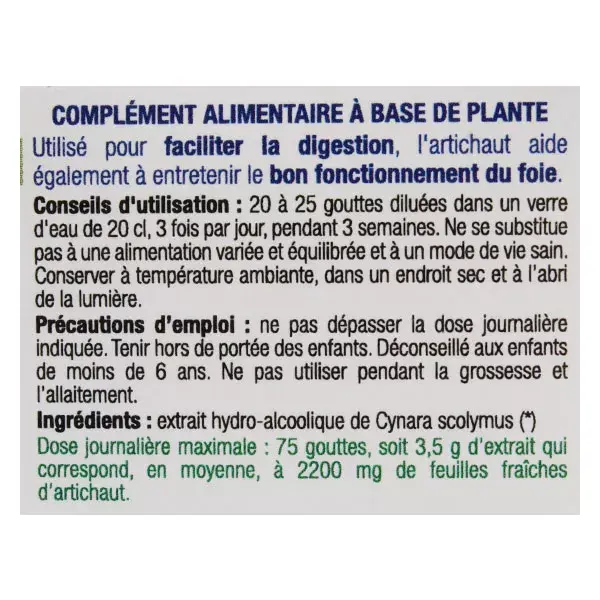 Ladrôme Extraits de Plantes Fraîches Artichaut Bio 50ml