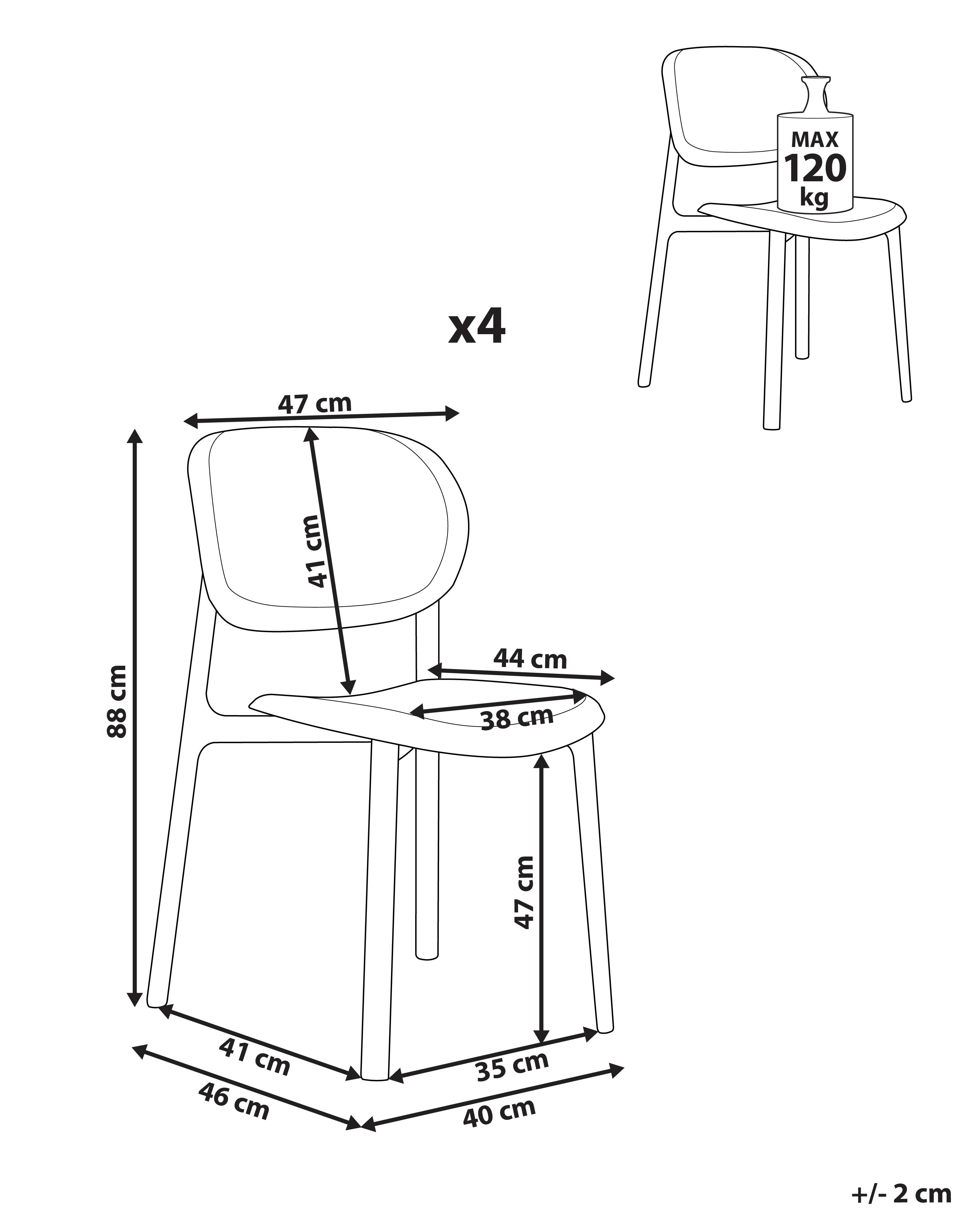 Set van 4 tuinstoelen MUSANO Pastelroze