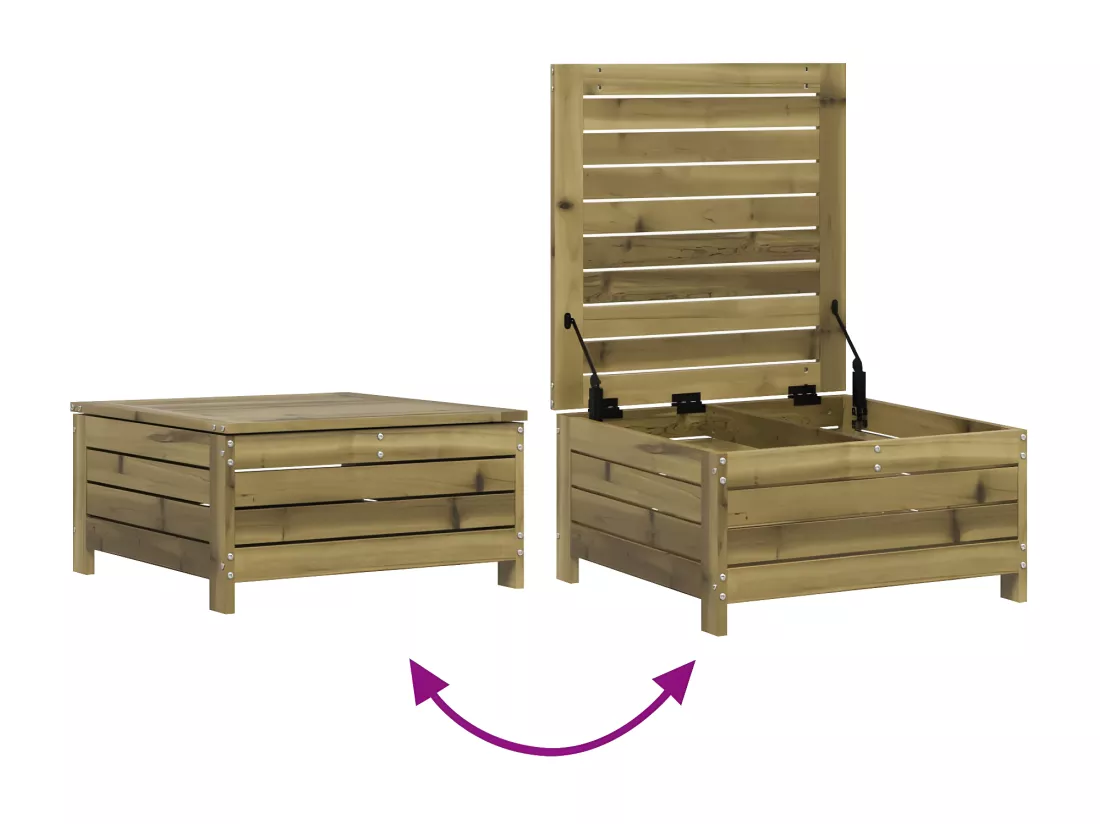 Repose-pied de jardin avec coussin bois de pin imprégné