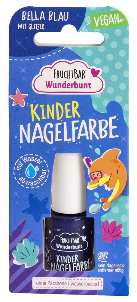 FRUCHTBAR Wunderbunt Kinder Nagelfarbe Bella blau mit Glitzer vegan Fl 5 ml