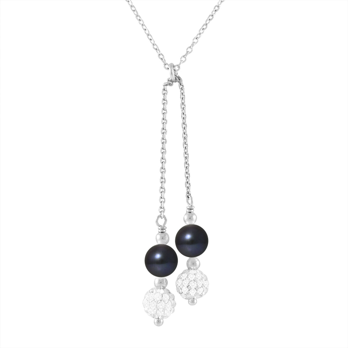 Mitzuko Collier Cat Argent Perles d'Eau Douce noires