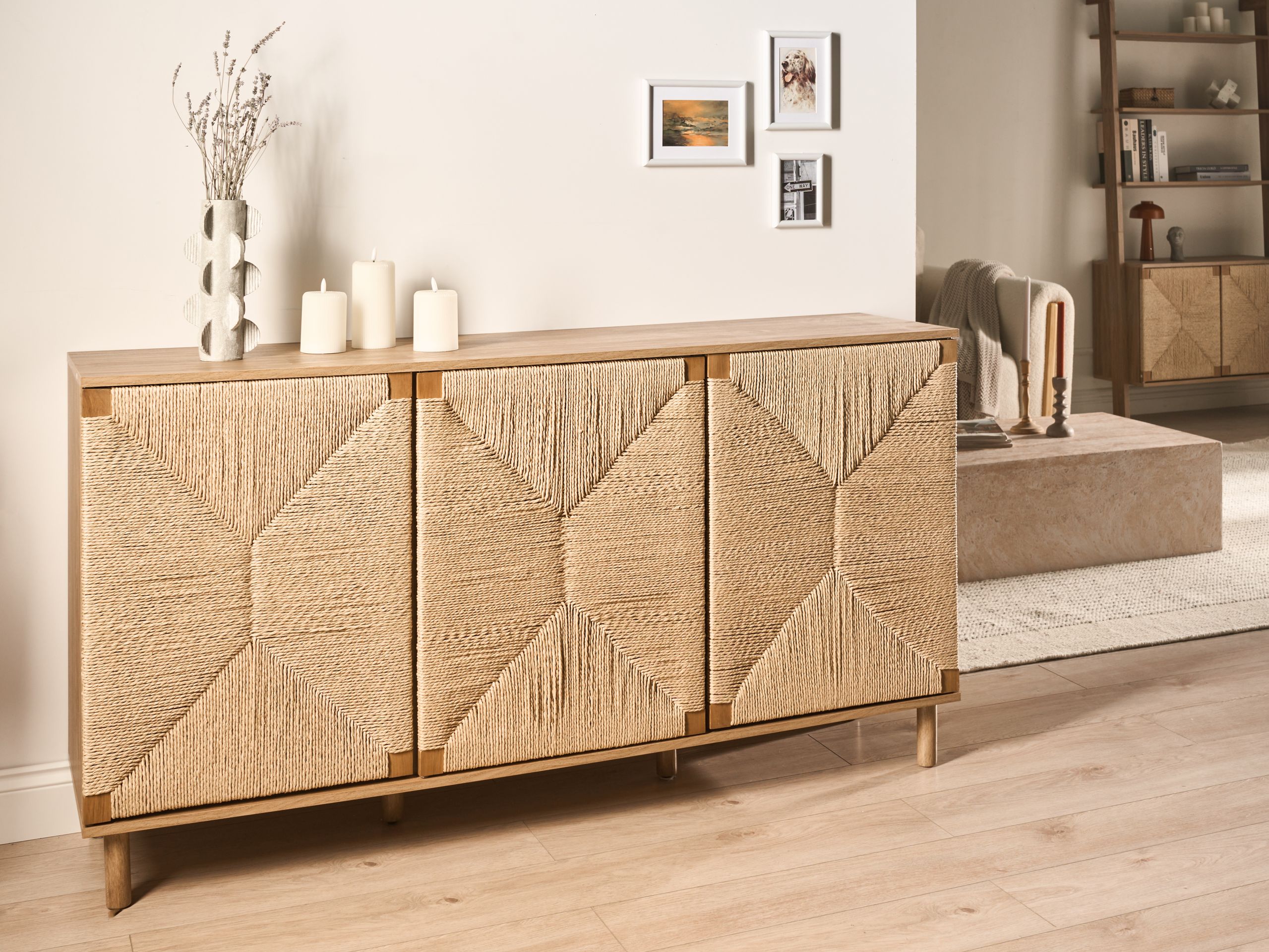 Beliani-BONDI-Dressoir-Lichtbruin-150 cm-Spaanplaat|Papiertouw