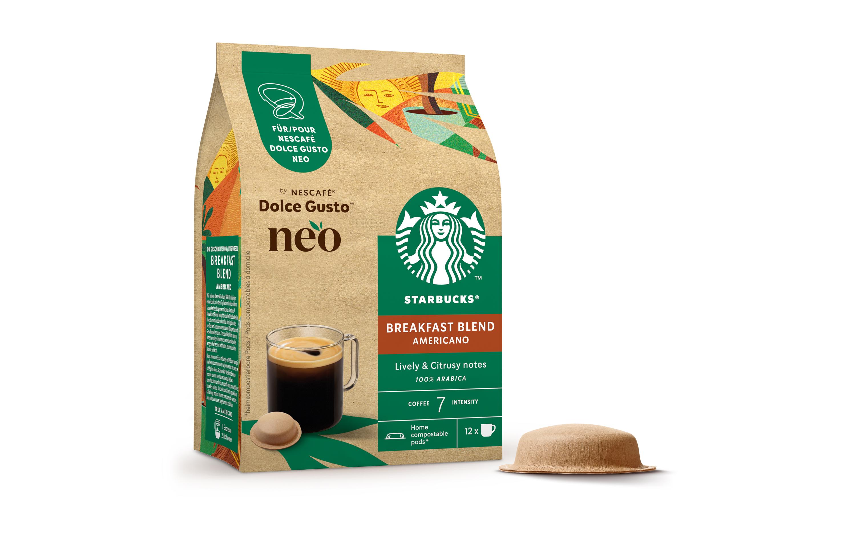 Kaffee-Pods Starbucks Breakfast Blend Americano 12 PortionenPods für die Nescafé Dolce Gusto NEO Kaffeemaschine von Delonghi