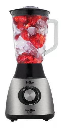 Liquidificador Philco Inox Glass 1.9 L prata e preto com jarra de vidro 220V