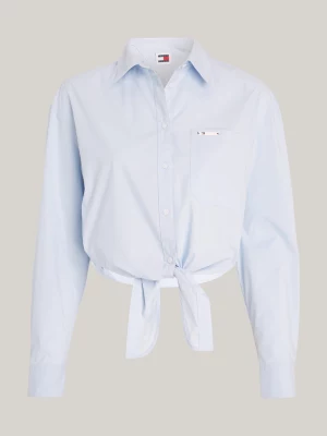 Camisa cropped de modelagem relaxada com amarração frontal