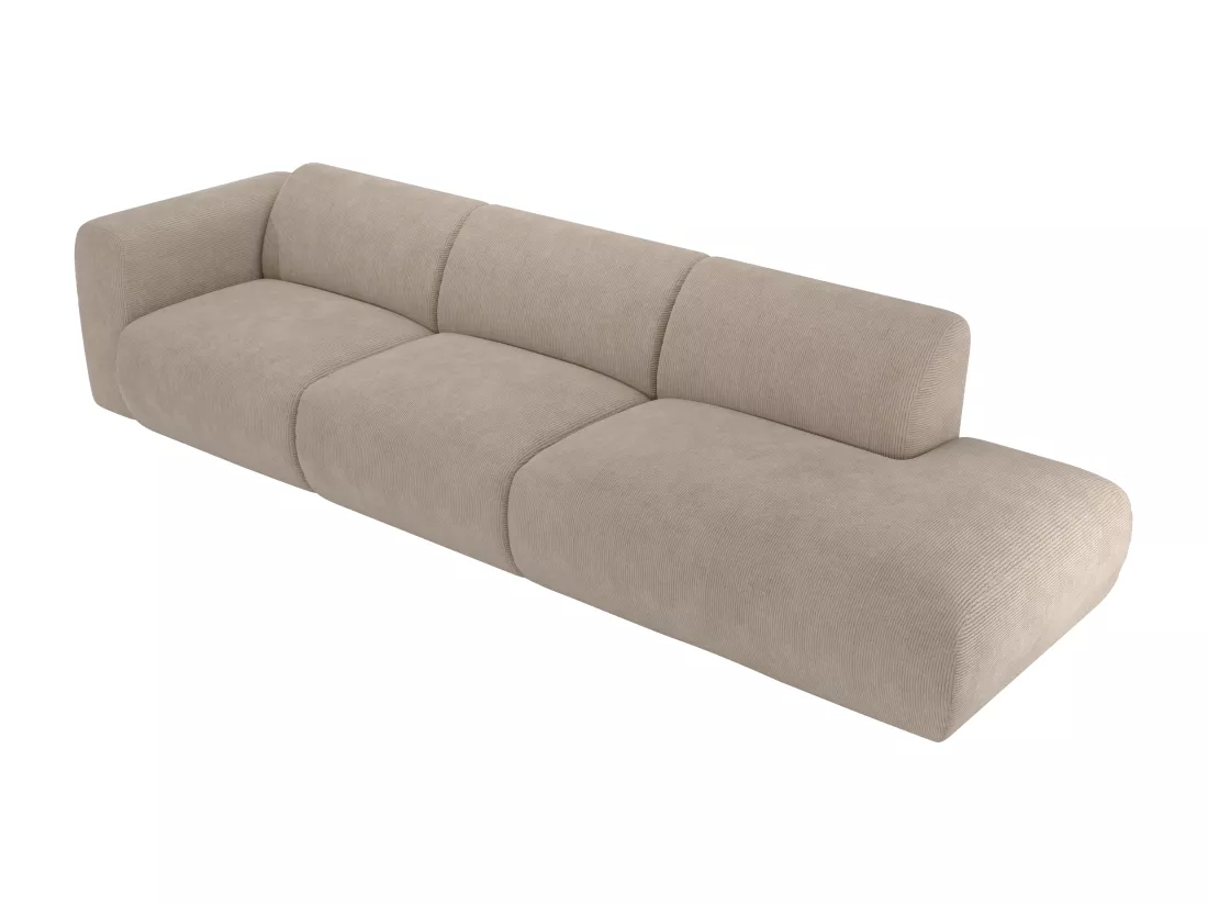Grand canapé 5 places accoudoir gauche en tissu texturé beige POGNI de Maison Céphy