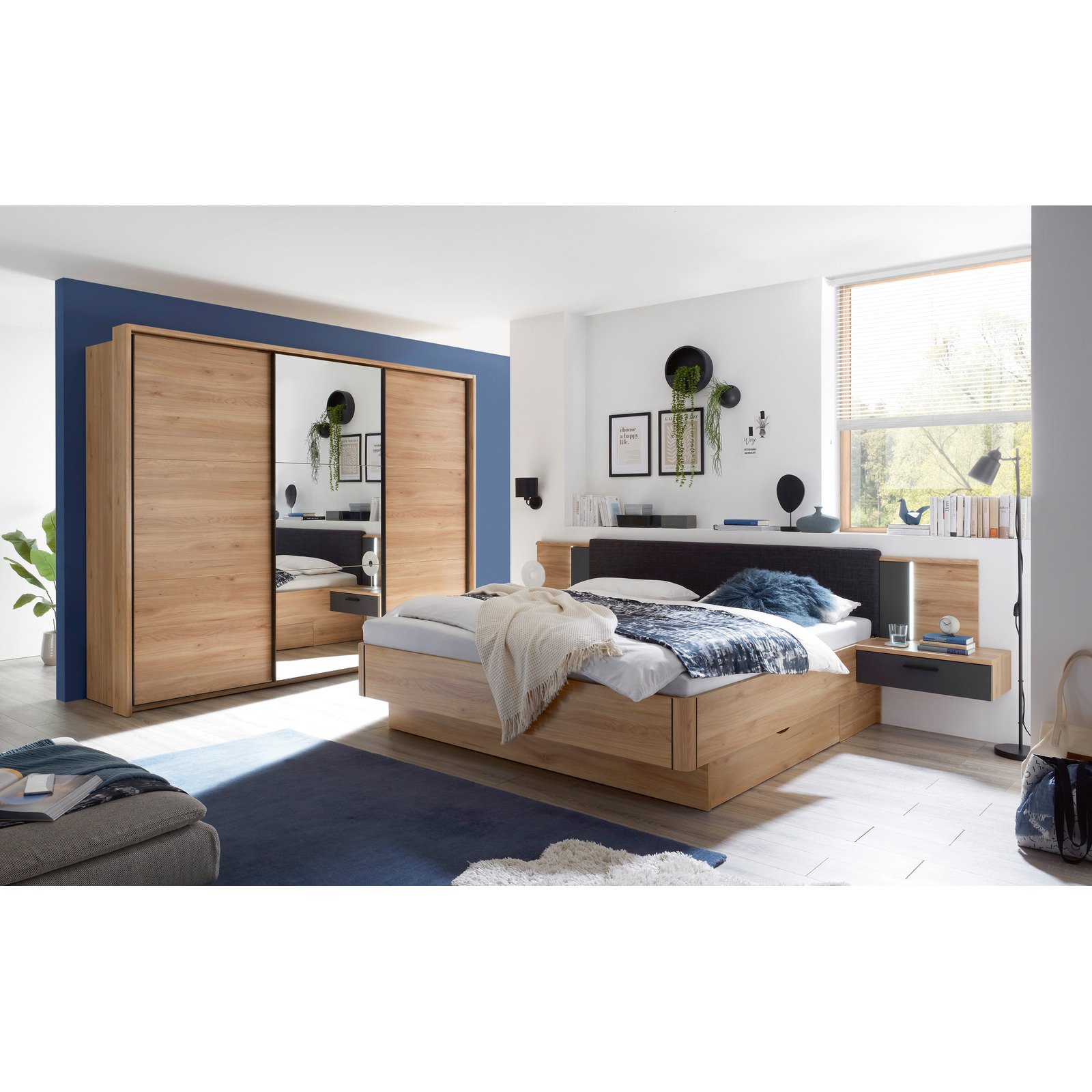 Schwebetürenschrank Bravo Dekor Mauvella Oak 280 x 215 x 60 cm, mit Spiegel