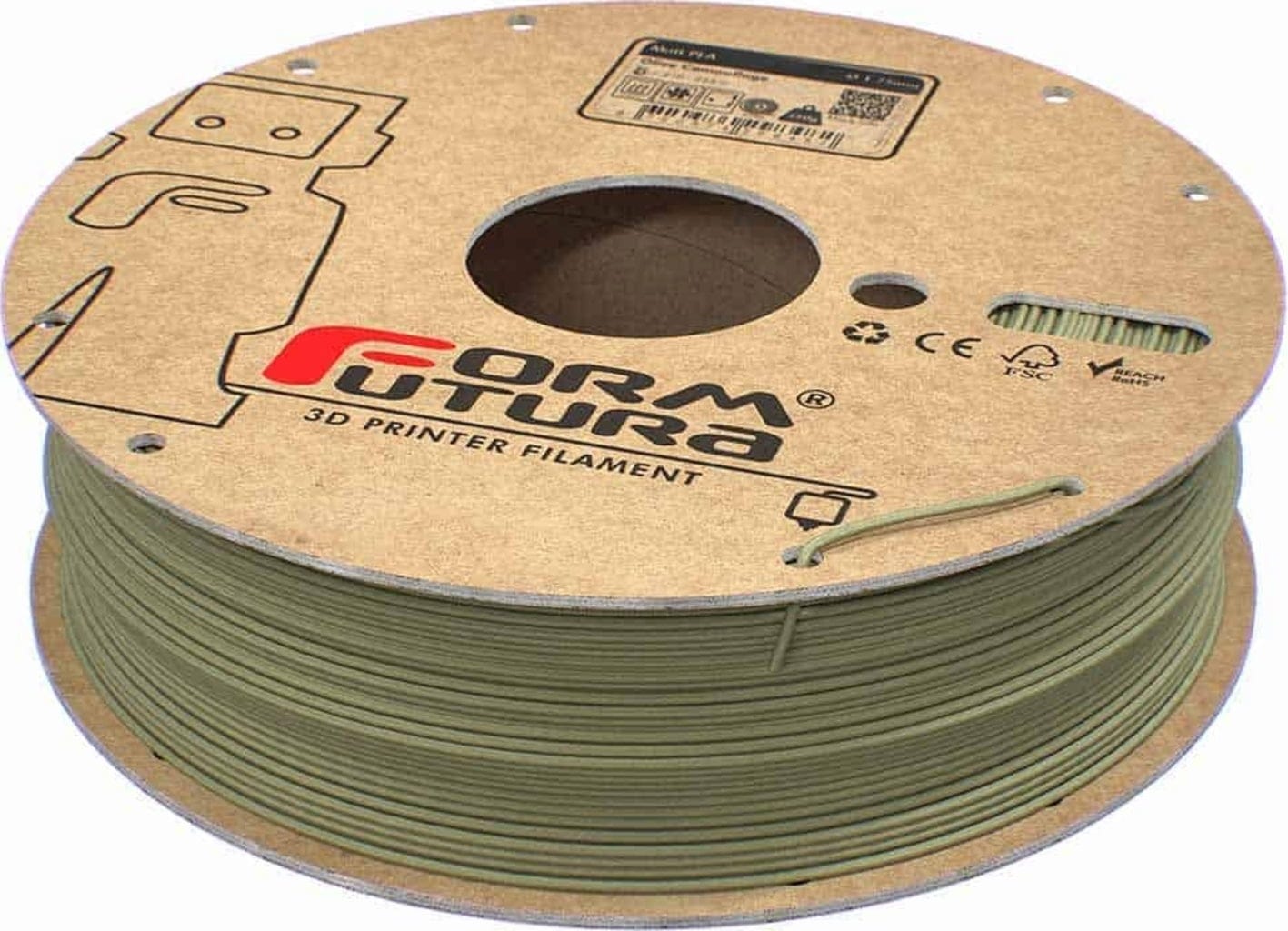FormFutura  Matt PLA Olive Camouflage, 1,75 mm / 750 g    Mattes PLA mit rauer Oberfläche und feinen Details