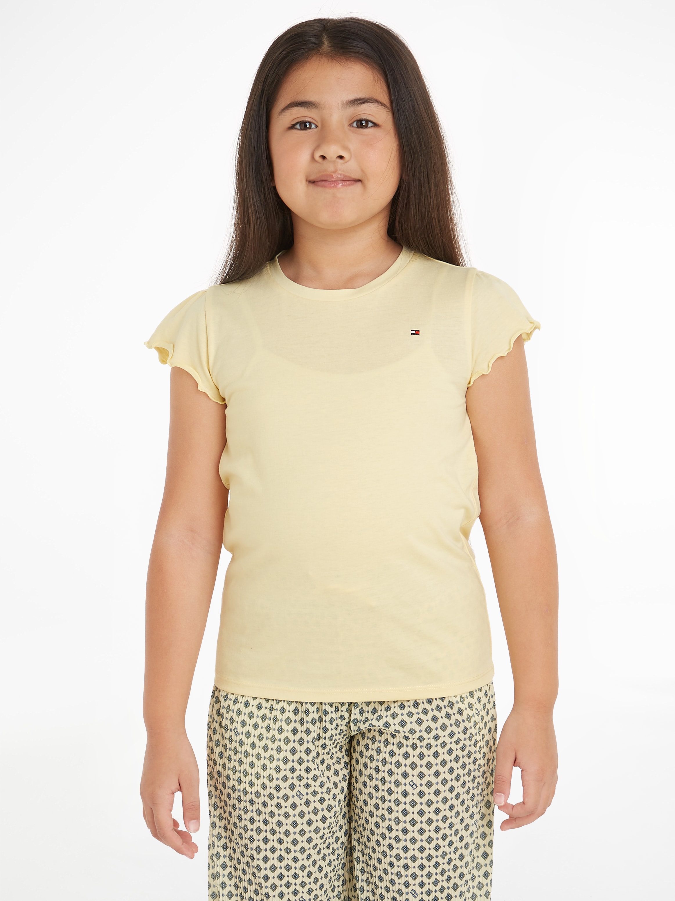 Tommy Hilfiger T-Shirt »ESSENTIAL RUFFLE SLEEVE TOP« mit gewelltem Ärmelabschluss