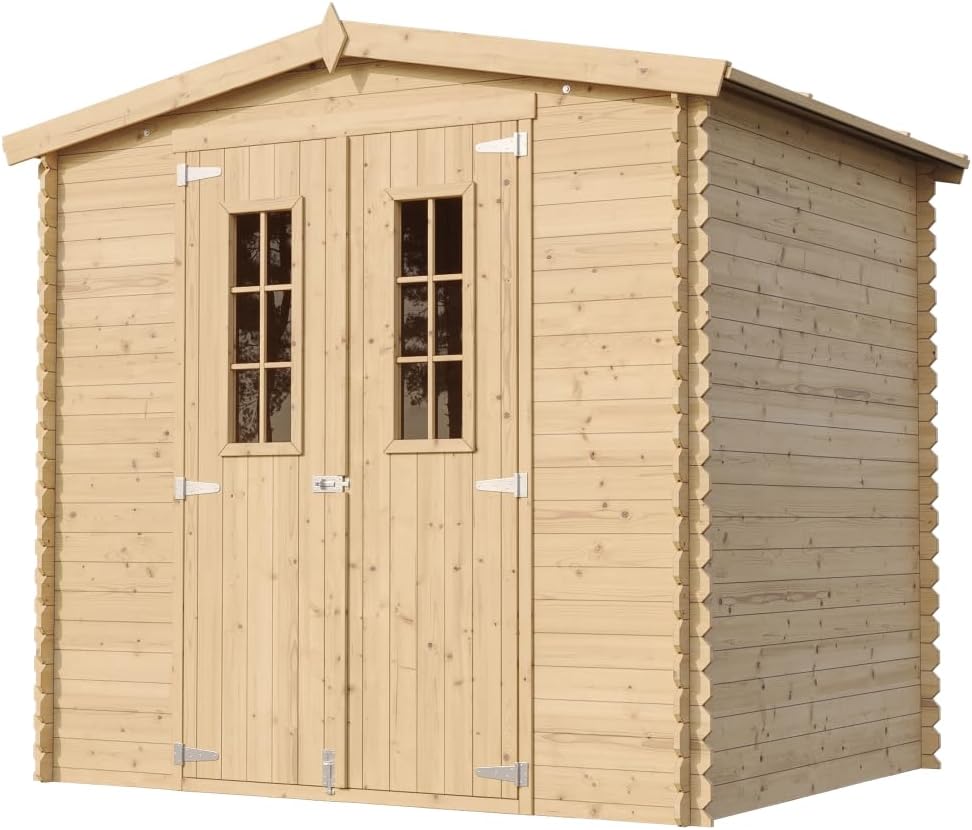 Holzhaus Gartenhaus TIMBELA M369C+M369G - Gartenschuppen Holz mit Boden Imprägnierte B236xL226xH218 cm/ 4.33 m2 Lagerschuppen für Garten - Fahrrad Schuppen - Wasserfestes Dach
