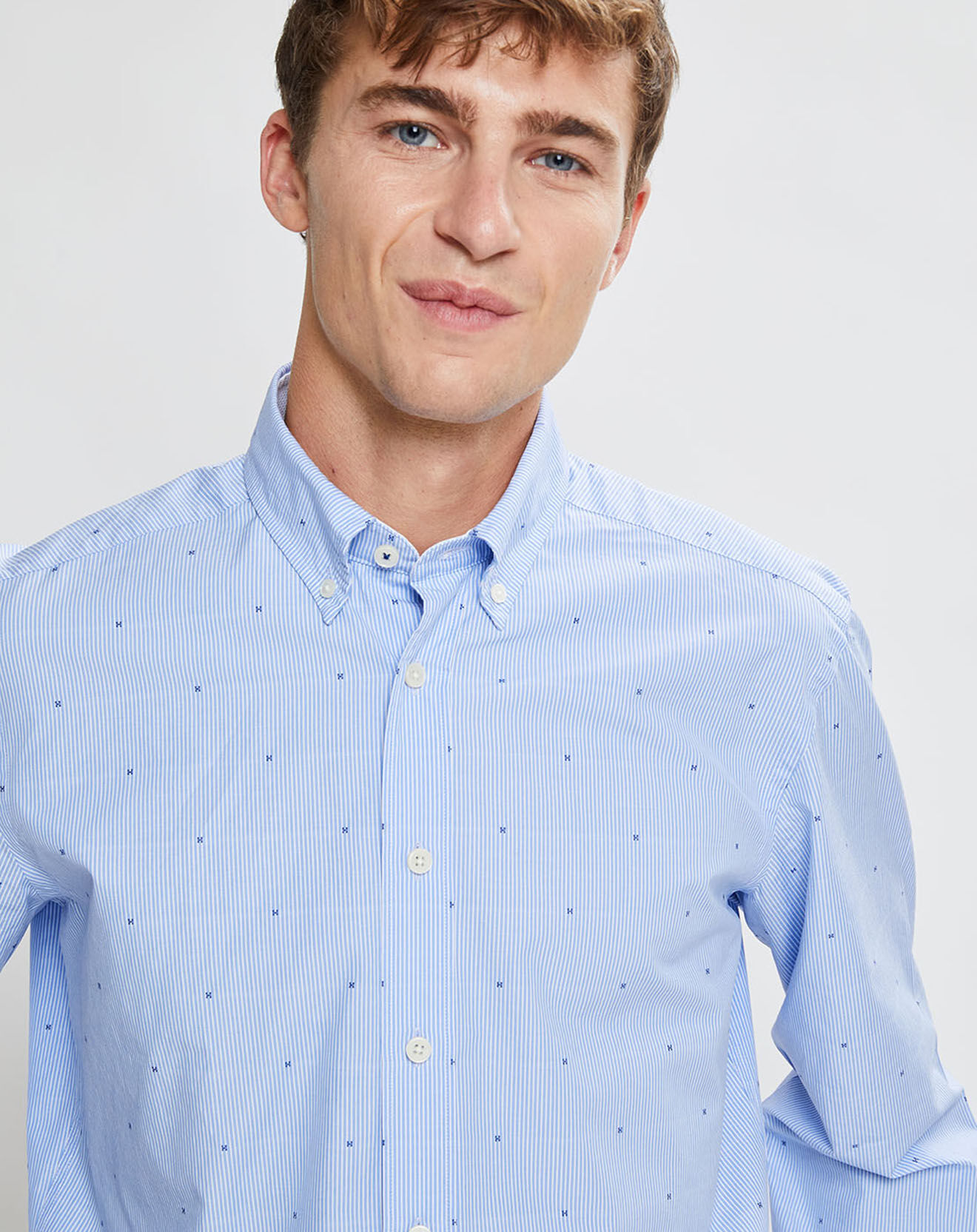 Hackett London Chemise Slim Fit Fil Coupé imprimée bleue