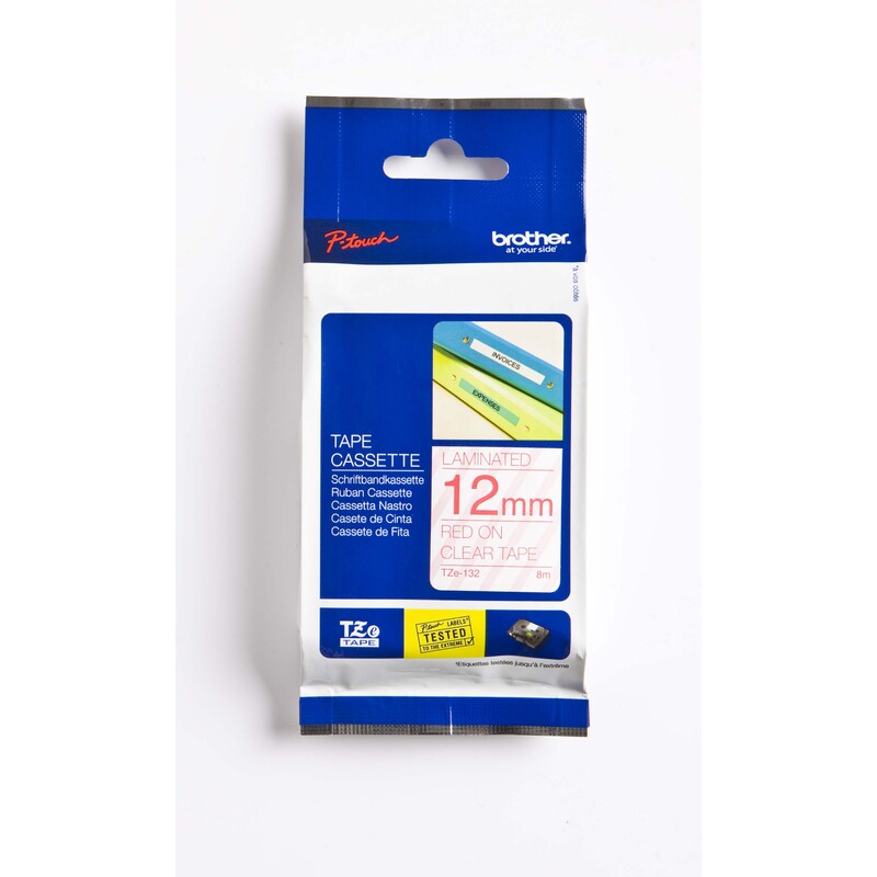 Brother P-Touch Band TZe-132, 12 mm, rot auf transparent
