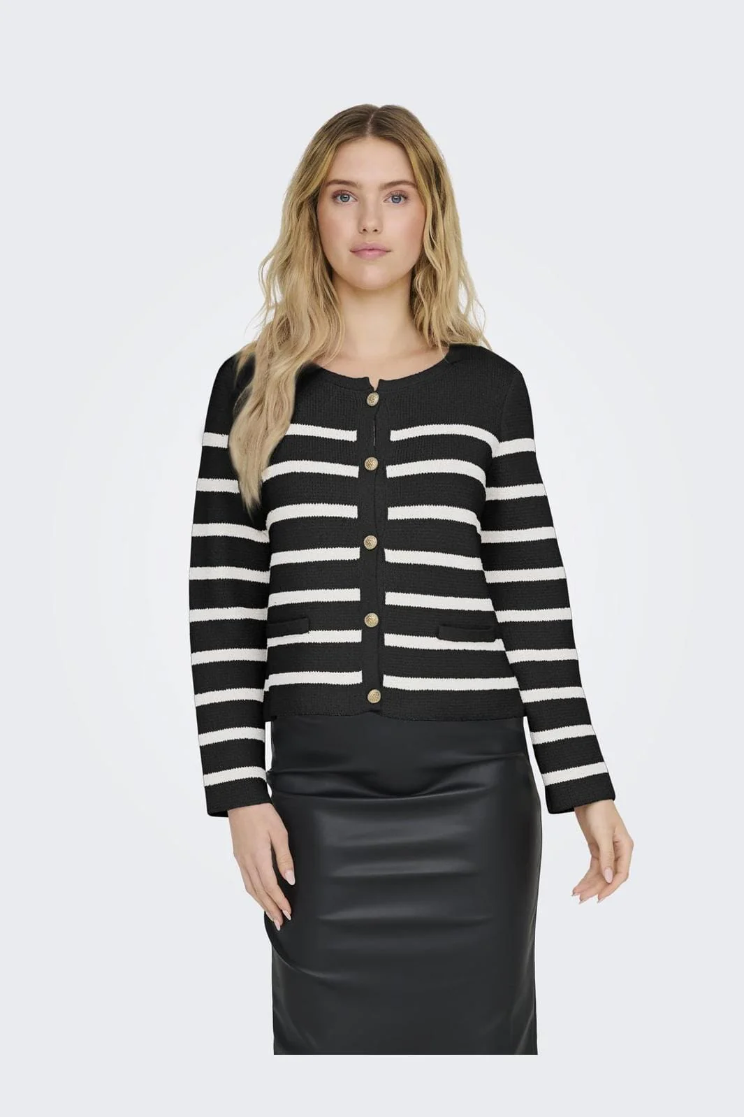 Only Onllaura Life Ls O-Neck Cardigan Cc Knt 4744977 black w cloud dancer