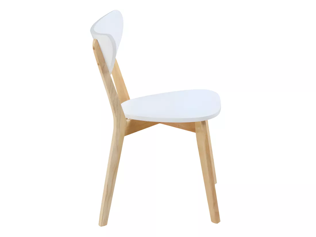 Lot de 6 chaises CARINE - Hévéa massif et MDF - Blanc