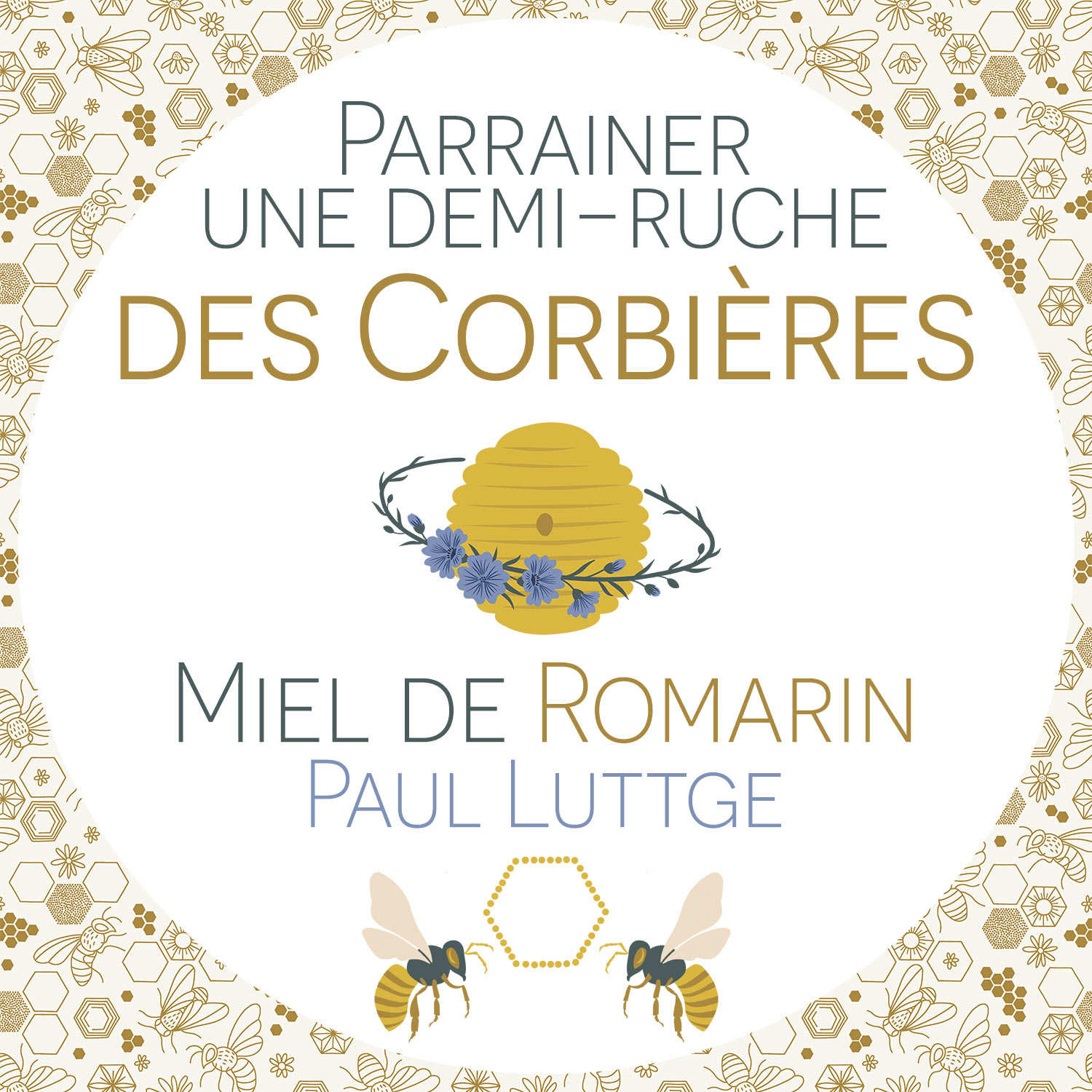 Parrainer une demi-ruche des Corbières : Miel de Romarin - Récolte 2024