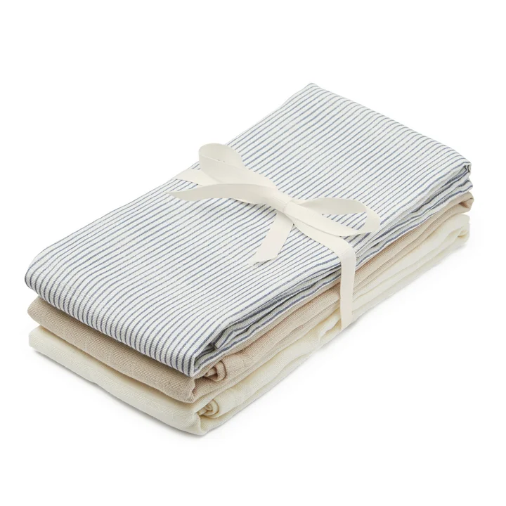 Cam Cam Copenhagen - Mulltücher-Set, stripes blue / praline / creme white (3er-Set)