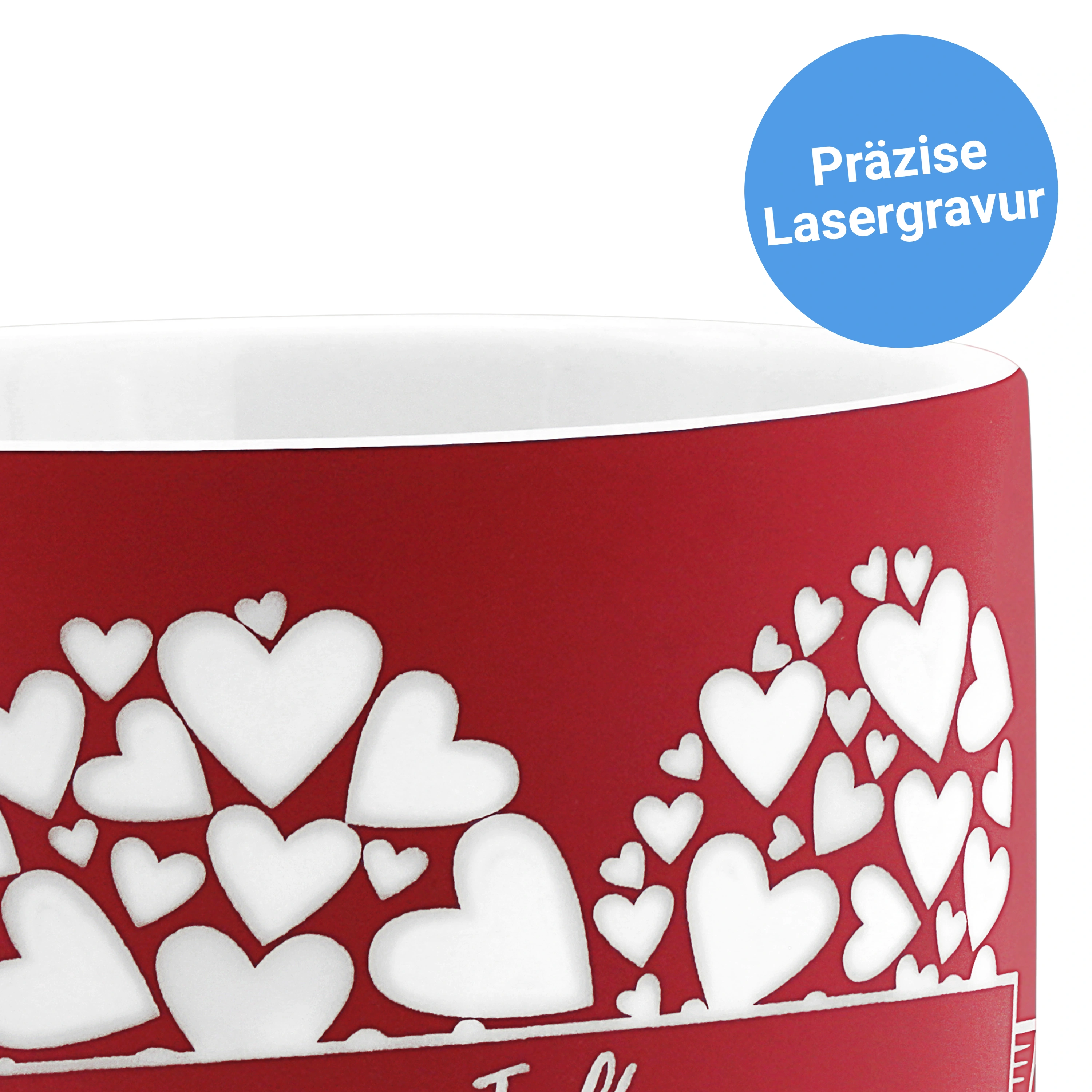 Kaffeetasse mit Wunsch-Gravur (Farbe: rot)