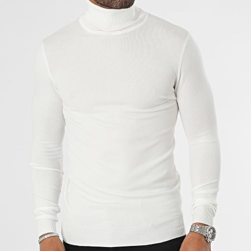 Pull Col Roulé Blanc