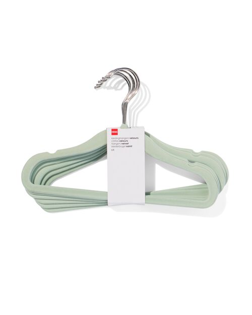 6 petits cintres en velours menthe