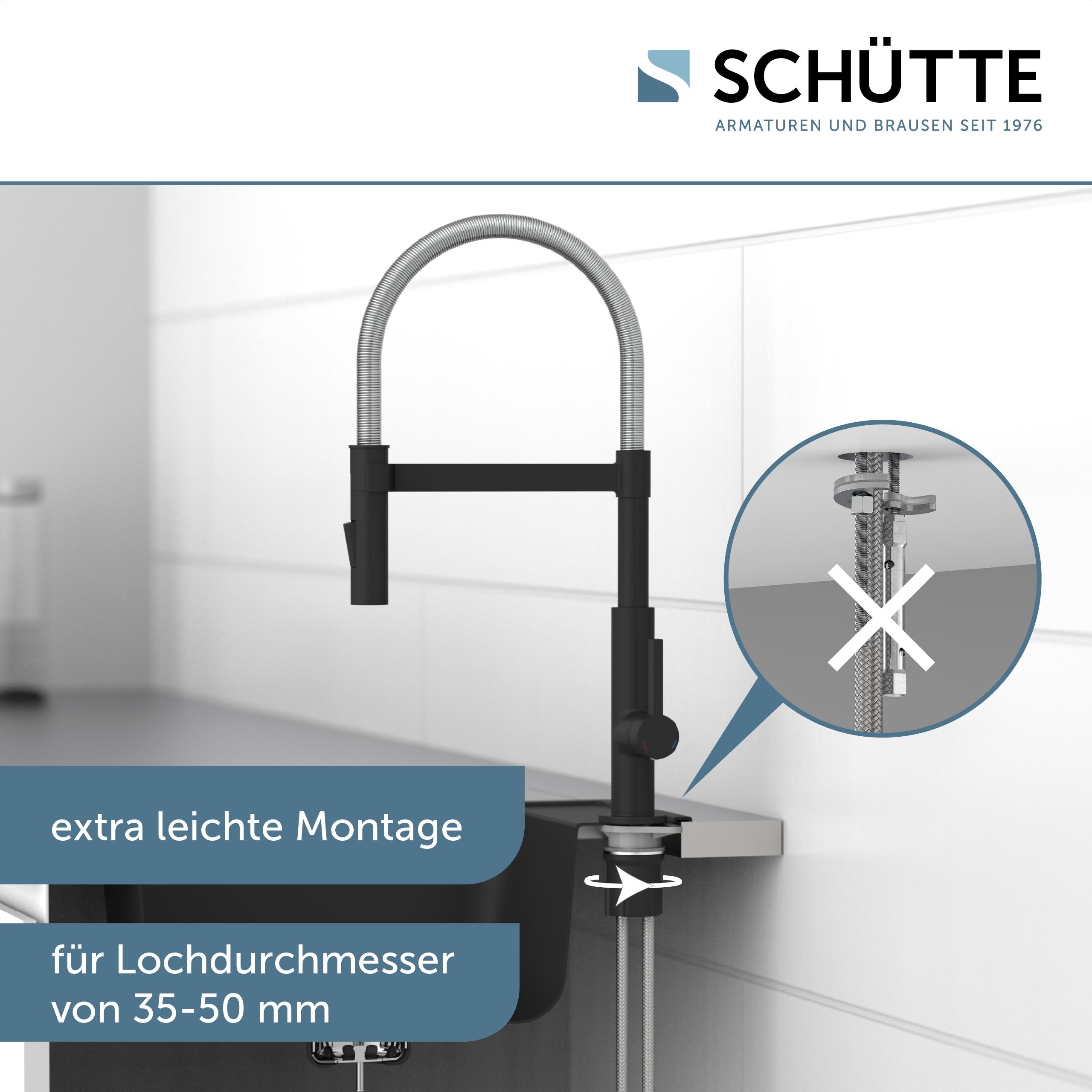 SCHÜTTE Küchenarmatur MIAMI mit Geschirrbrause Chrom/Schwarz matt