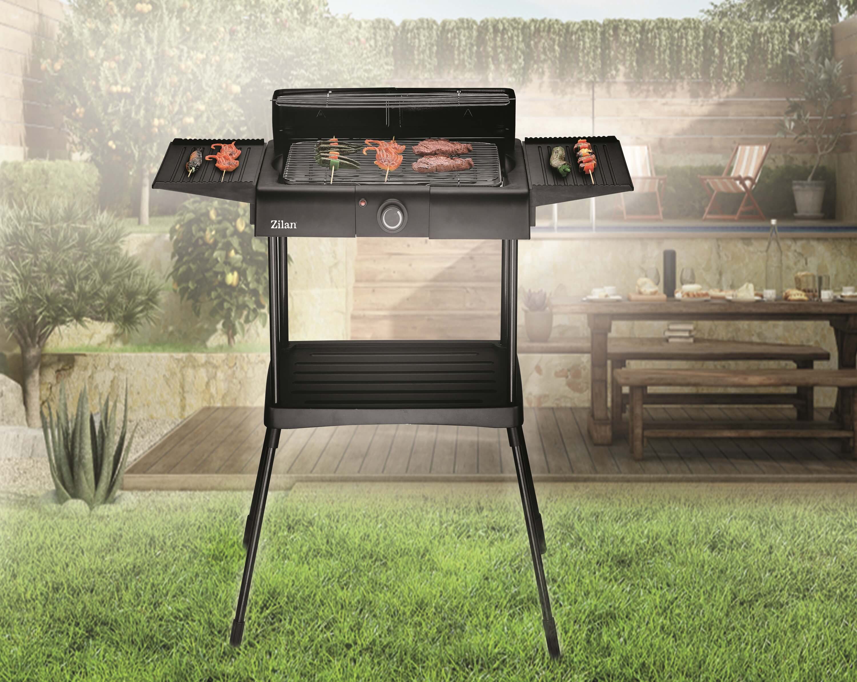 Zilan 2in1 Standgrill Elektrogrill Tischgrill Partygrill 2400W
