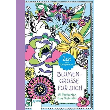 Arena Blumengrüße für dich 25 Postkarten z. Ausmalen