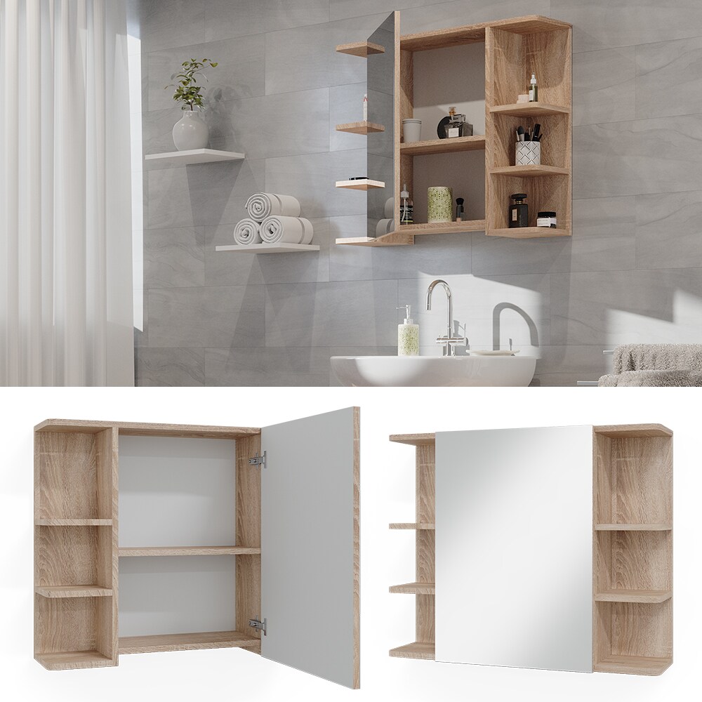 Vicco Spiegelschrank Badspiegel Wandspiegel Fynn Sonoma 80x64 cm modern Spiegel Badmöbel