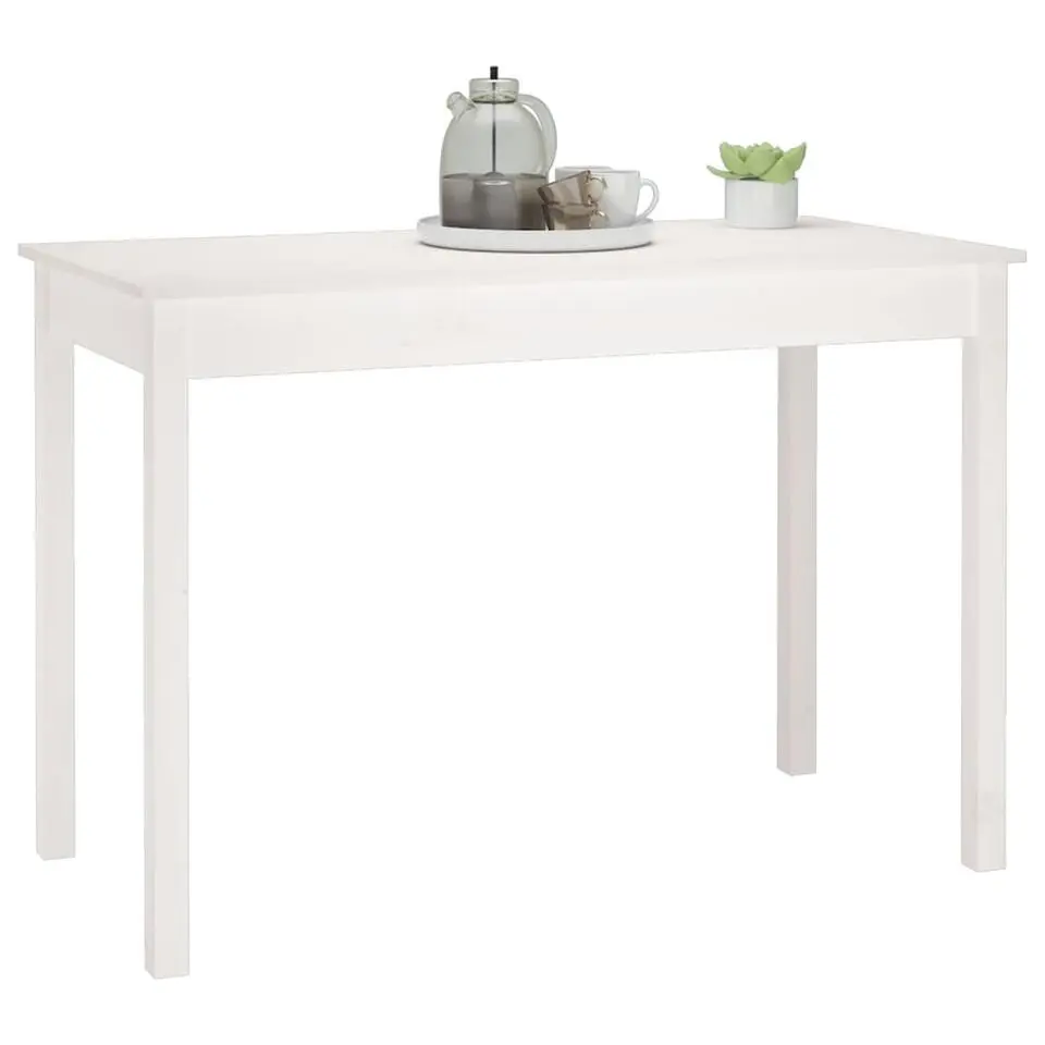 vidaXL Eettafel - Rechthoekige tafel - Wit - Massief grenenhout - 110x55 cm