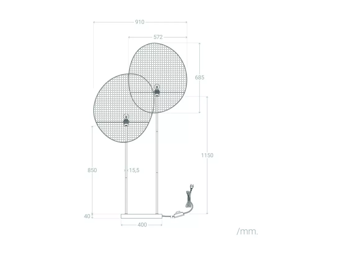 Lampadaire Métal et Textile Elliptica Noir