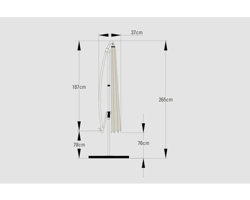 Soluna Lyon zweefparasol, Ø 300 cm, hoogte 270 cm, ecru