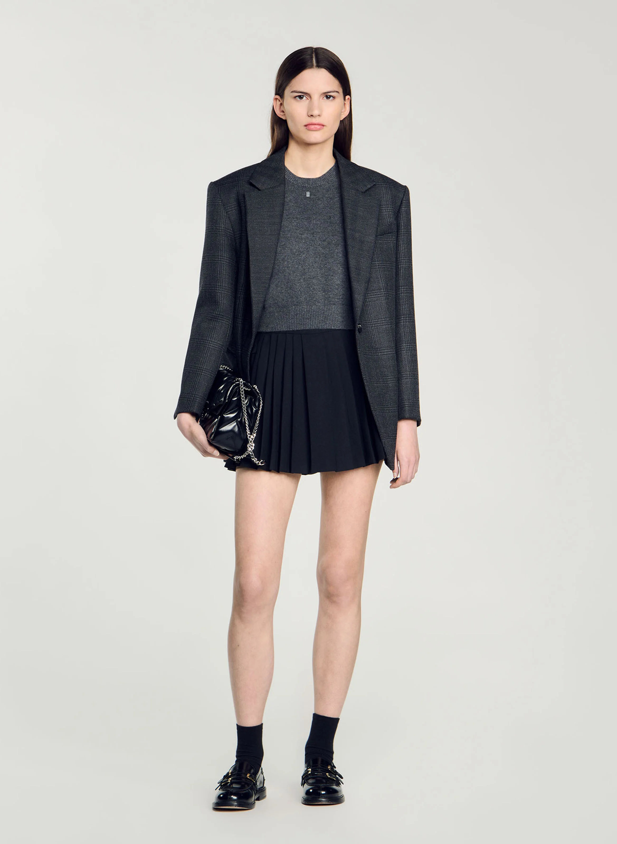Pull col rond en laine et cachemire mélangée | Gris