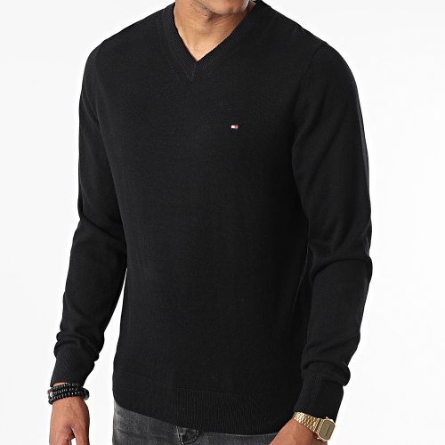 Pull Col V Organic Cotton Cashmere 8047 Noir