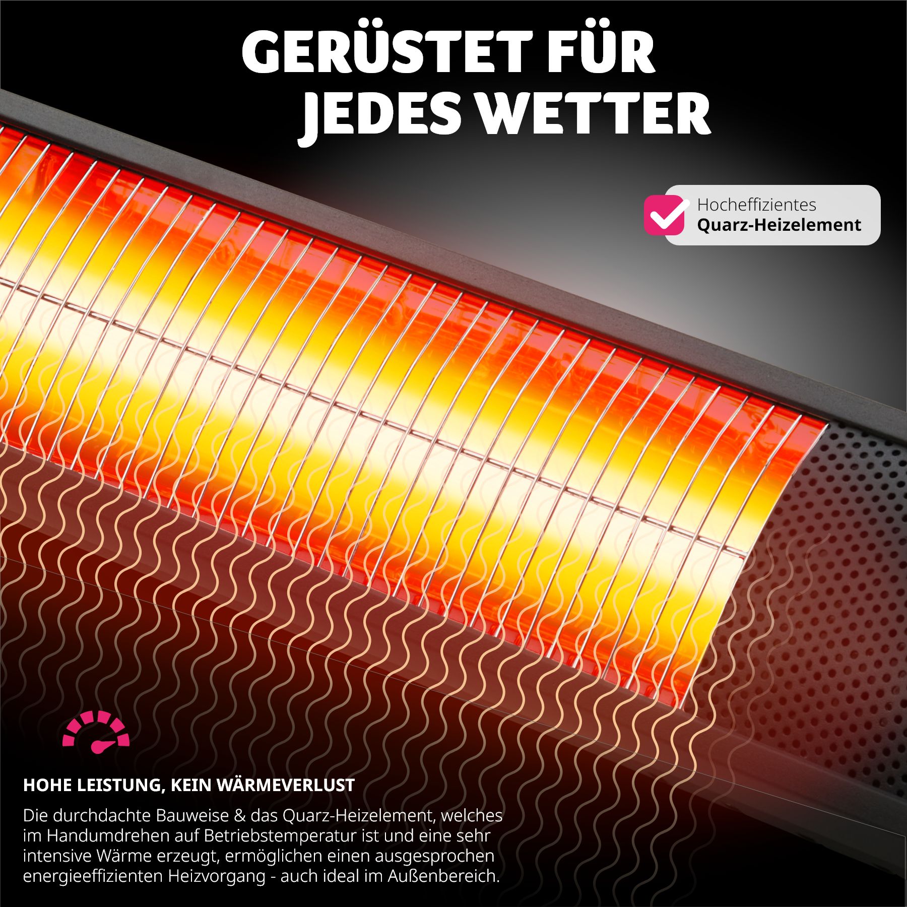 tectake® Infrarotheizstrahler , 3 Leistungsstufen, 1000, 2000 und 3000 W, Aluminiumgehäuse, neigbar, einfache Montage, 95 x 11 x 10,5 cm