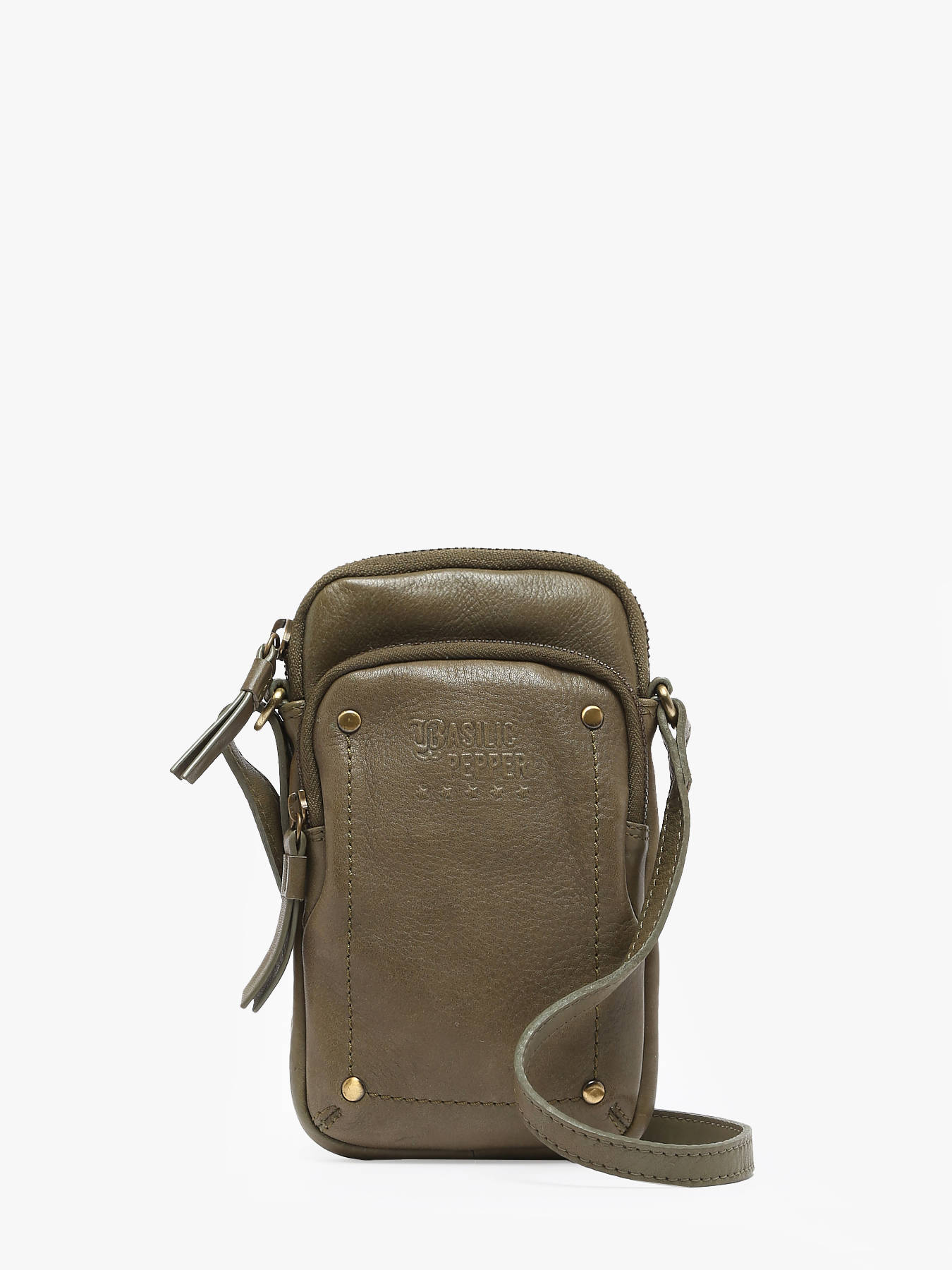 tui tlphone et bandoulire cuir BASILIC PEPPER