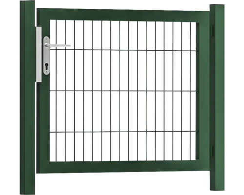 Premium enkele poort 100 x 80 cm 8/6/8 kader 60x40 incl. palen voor betonnering in RAL 6005 mosgroen