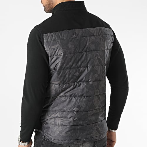 Doudoune Sans Manches Gris Anthracite Floral